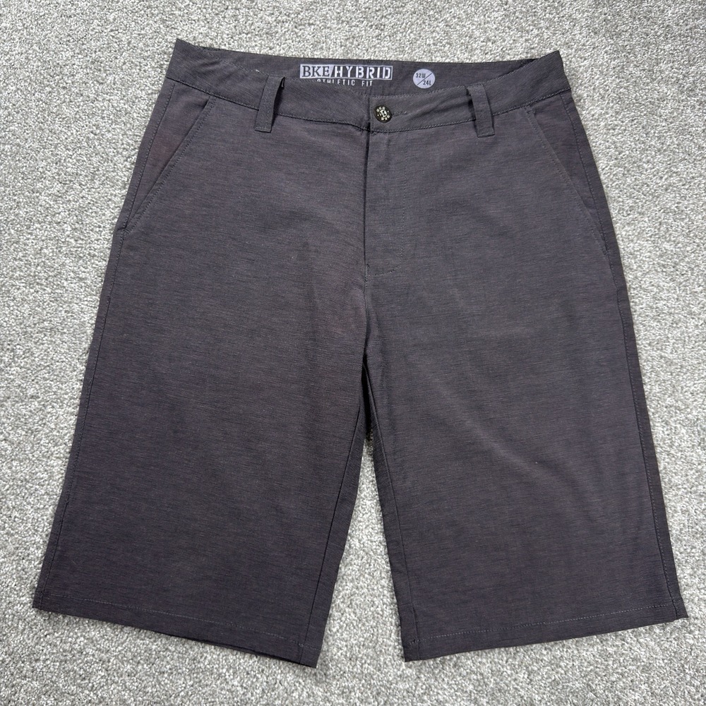 BKE Hybrid Parson Shorts Mens 32 Charcoal Black Micro Stripe Stretch Casual